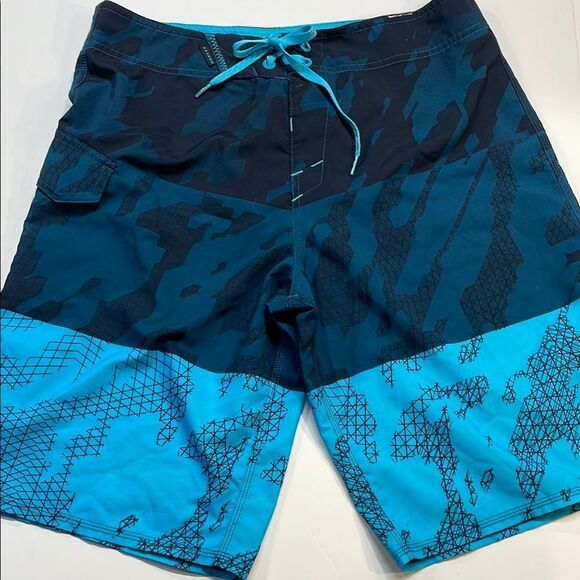 Oakley Mens Board Shorts Navy/Sky Blue Sz 32 - Picture 1 of 5